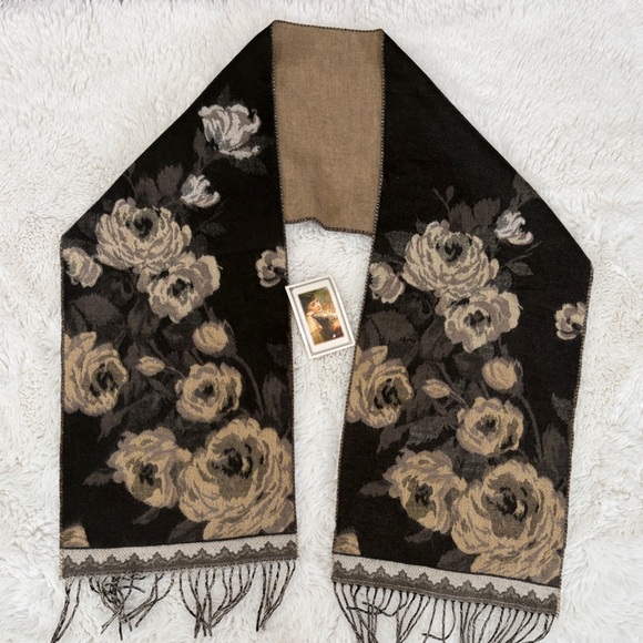 Hopeless Romantic,made in Germany ,Floral Scarf in Black and Brown - Picture 8 of 14